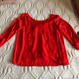 Tomato red mid arm length top! Necessary Clothing